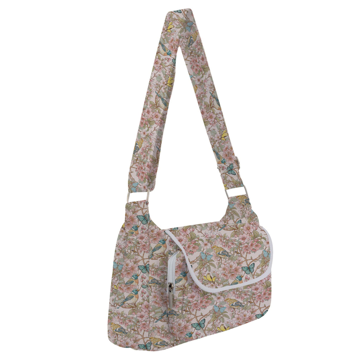 Vintage Birds and Cherry Blossoms - Digital Seamless Pattern