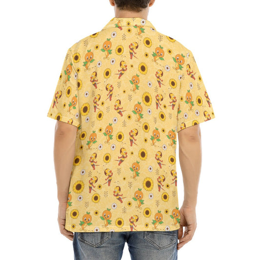 Cheerful Bee & Citrus Bird - Men's Hawaiian Button Up Shirt