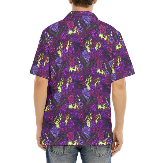 Fairytale Florals - Dark Enchantress - Men's Hawaiian Button Up Shirt