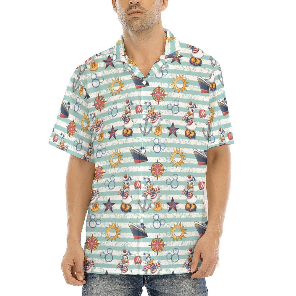 Sailor Duo on Deck - Men's Hawaiian Button Up Shirt