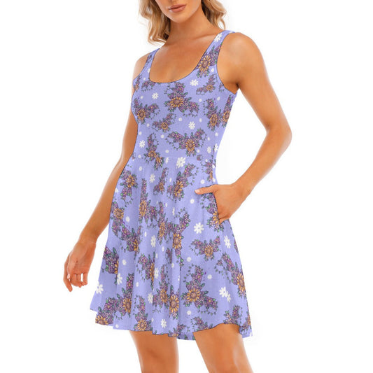 Blooming Bats - Women's Sleeveless Pocket Skater Dress