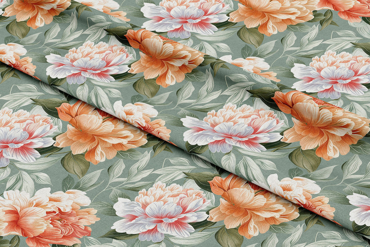 Vintage Peonies on Blue - Digital Seamless Pattern