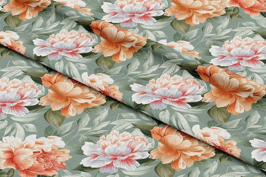 Vintage Peonies on Blue - Digital Seamless Pattern