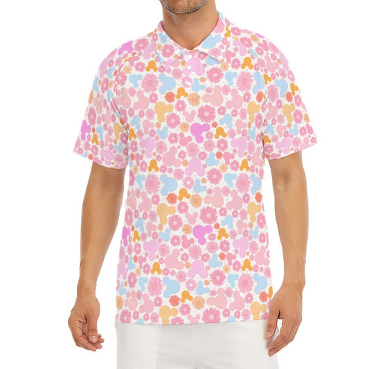 Retro Floral Mouse - Men's Polo Shirt