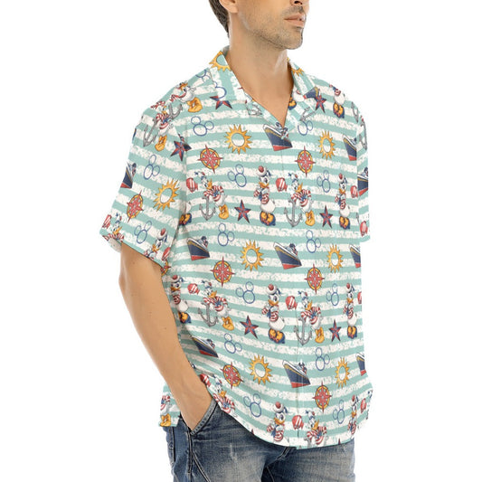 Sailor Duo on Deck - Men's Hawaiian Button Up Shirt