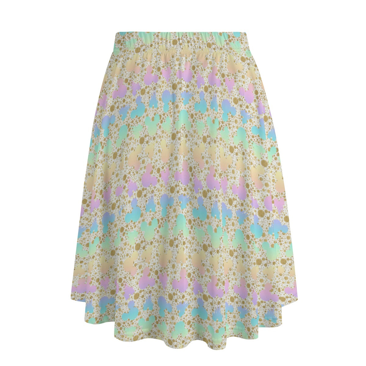 Gold Dot Rainbow Mouse Ears Castle - Women's Pocket Midi Skirt