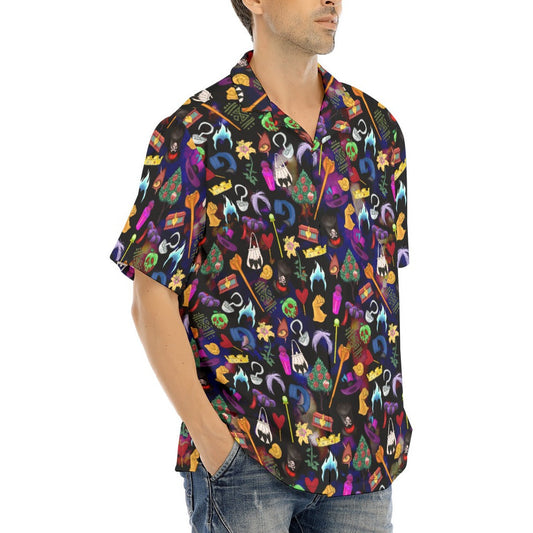 Villainous Icons Collage - Men's Hawaiian Button Up Shirt