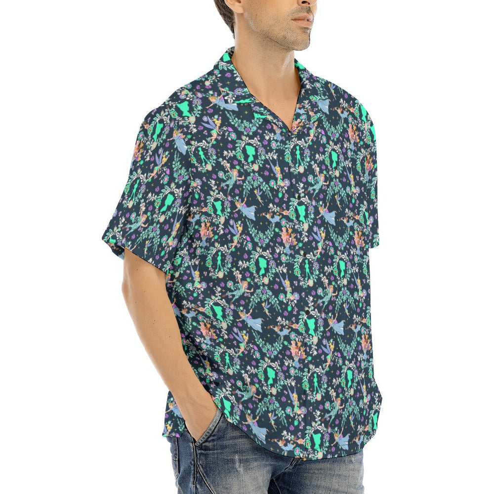 Garden Whimsy - Neverland Flight - Men's Hawaiian Button Up Shirt