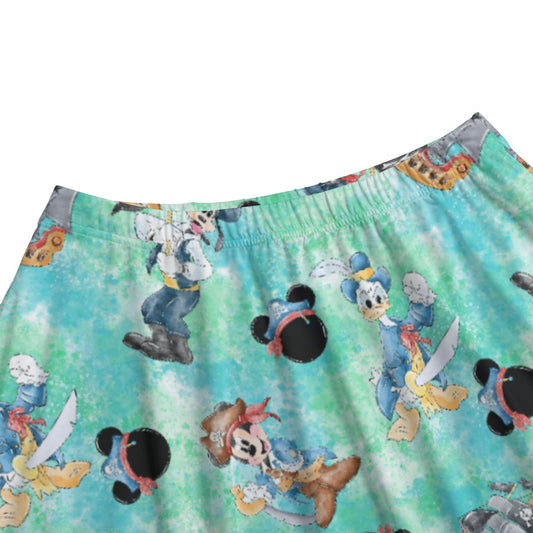 Pirate Crew Watercolor Adventure - Women's Pocket Midi Skirt