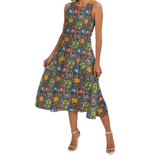 Gothic Halloween Cameos - Women’s Diagonal Pocket Midi Dress