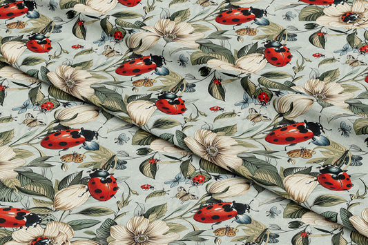 Vintage Ladybirds on Blue - Digital Seamless Pattern