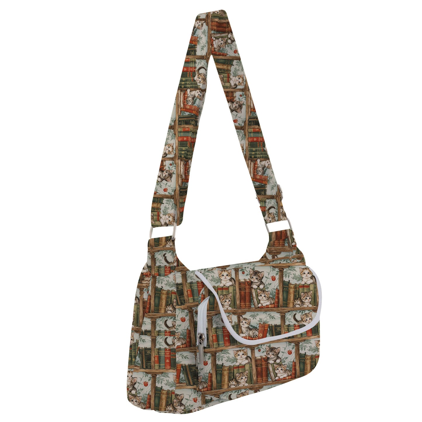 Cute Kittens on Bookshelves - Digital Seamless Pattern