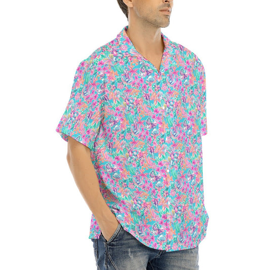 Tropical Bloom Fiesta - Playful Duo - Men's Hawaiian Button Up Shirt
