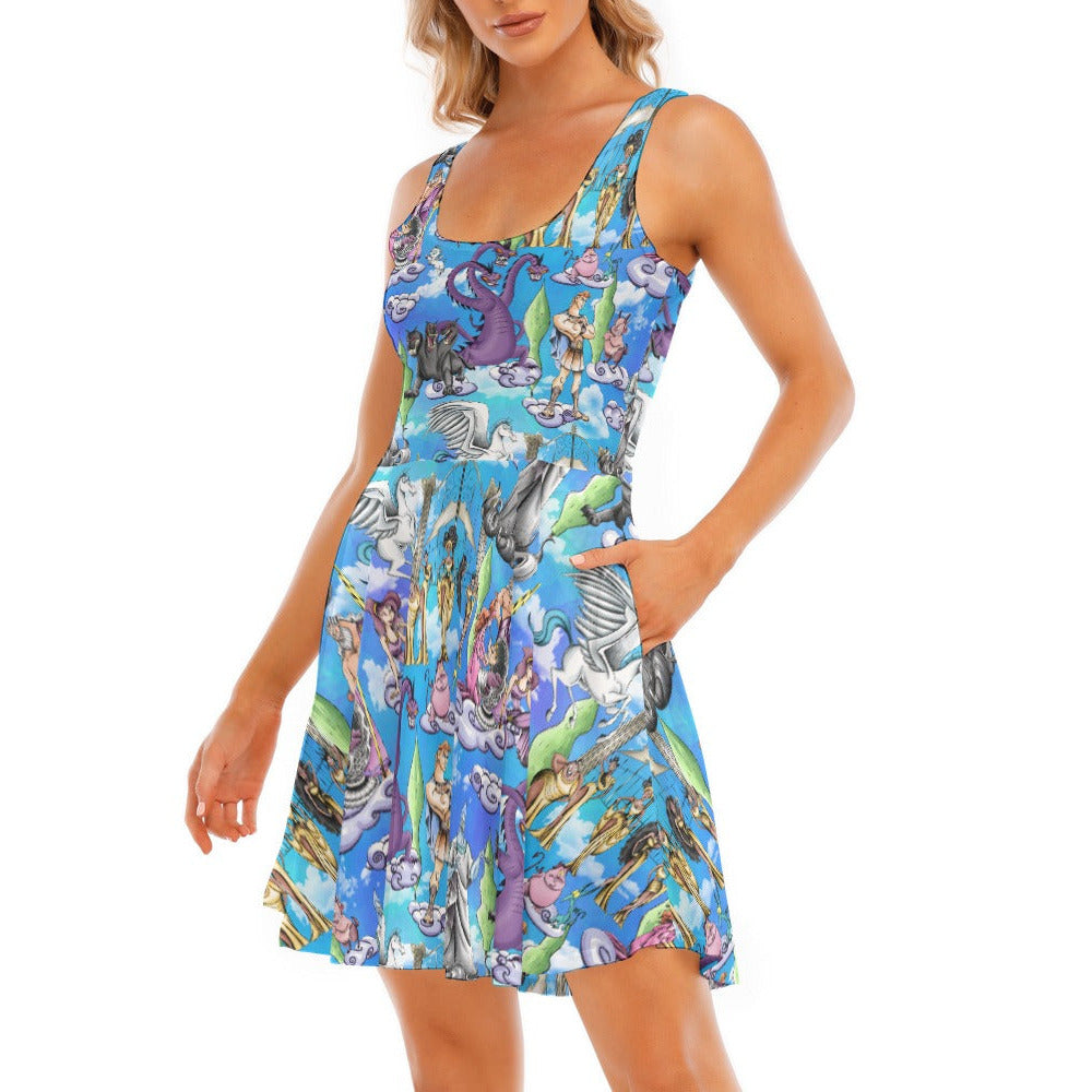 Mythic Hero Chaos Clouds - Women's Sleeveless Pocket Skater Dress