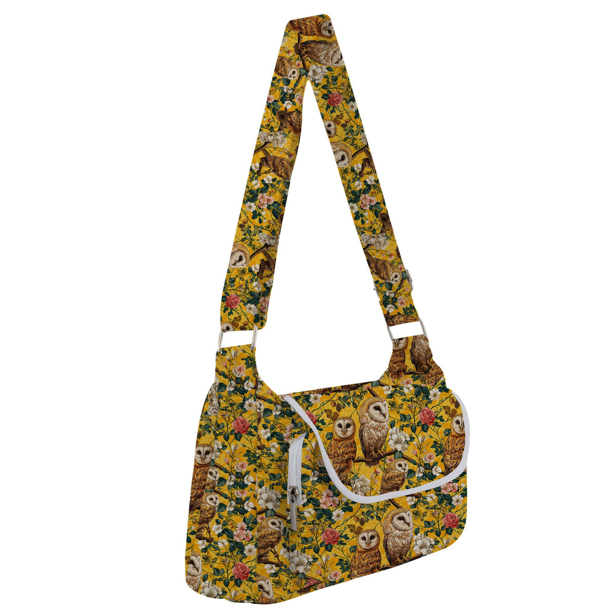 Vintage Owls and Florals on Yellow - Digital Seamless Pattern