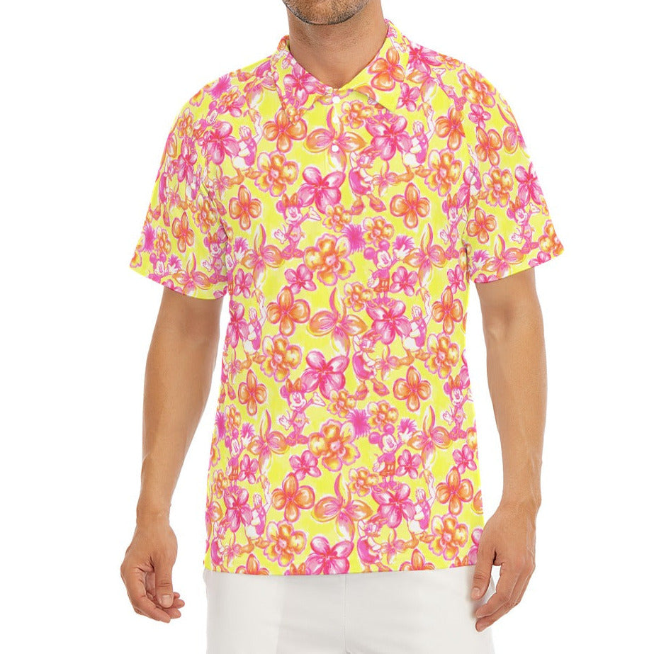 Neon Tropical Floral Friends - Men's Polo Shirt