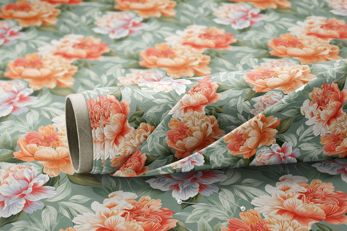 Vintage Peonies on Blue - Digital Seamless Pattern