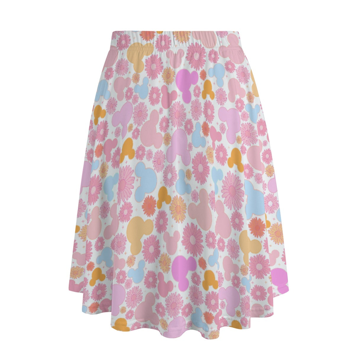 Retro Floral Mouse - Women's Pocket Midi Skirt