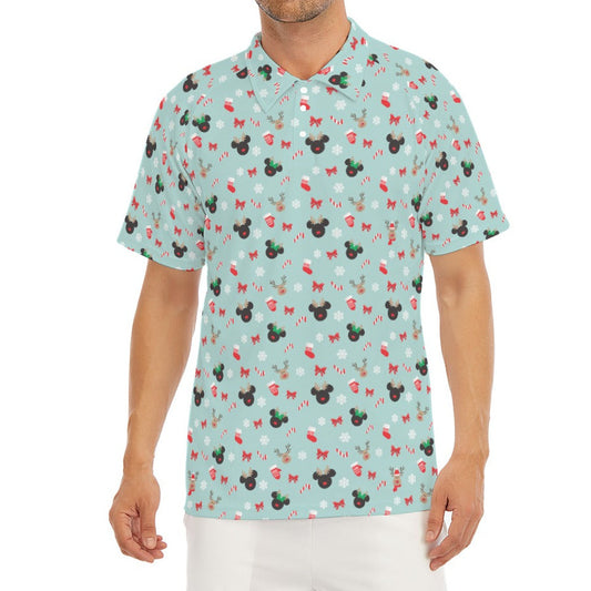 Festive Reindeer Mouse Holiday - Men's Polo Shirt