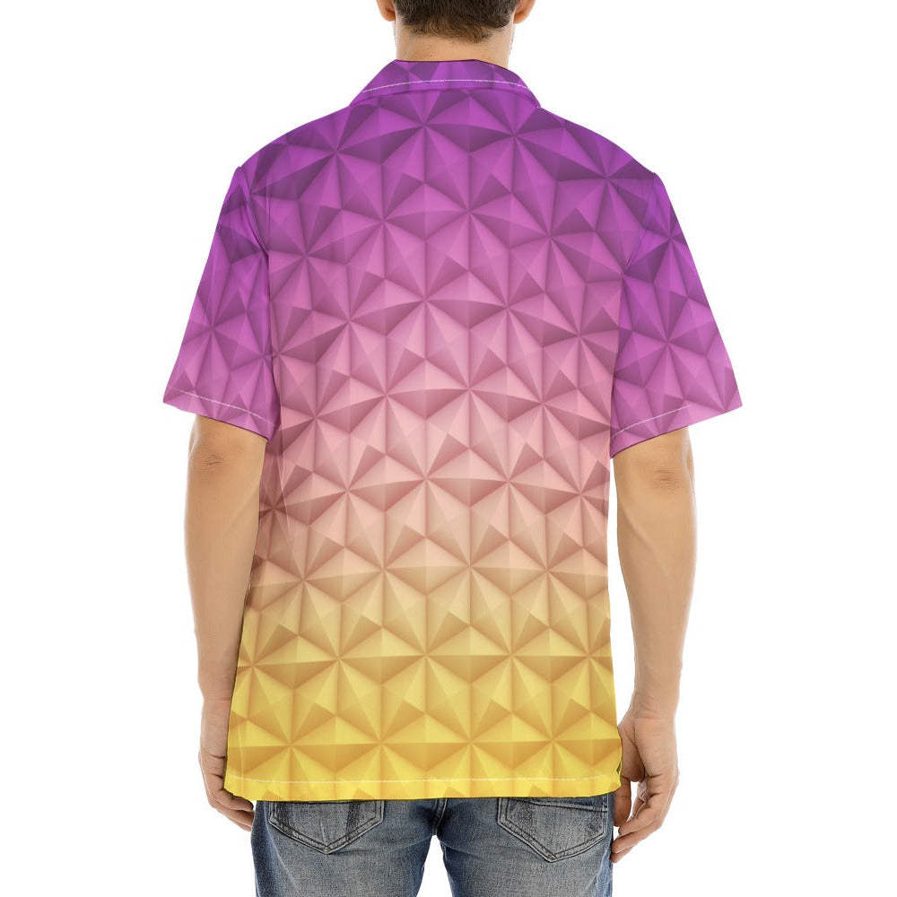 Geometric Spaceship Sphere - Men's Hawaiian Button Up Shirt