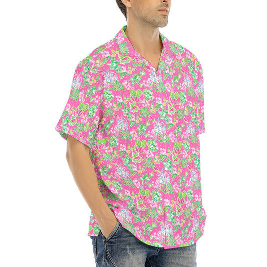 Bright Tropical Vibes - Watermelon Mouse Duo - Men's Hawaiian Button Up Shirt