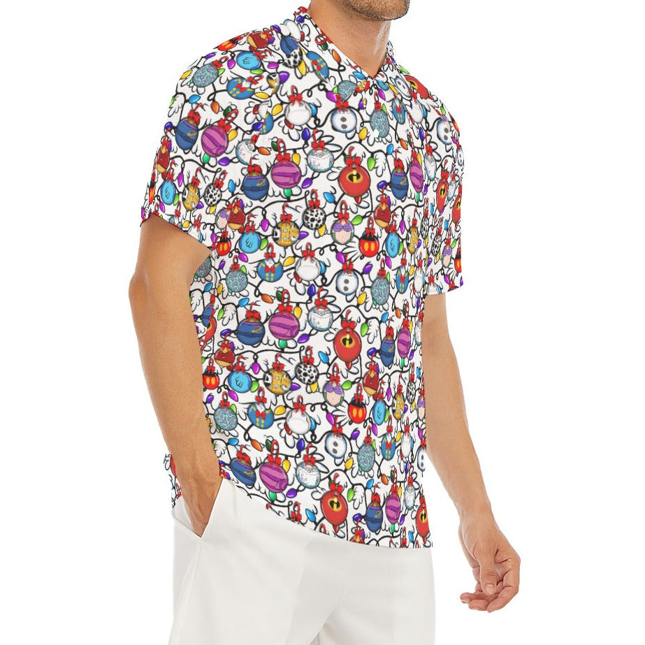 Festive Character Baubles on White - Men's Polo Shirt