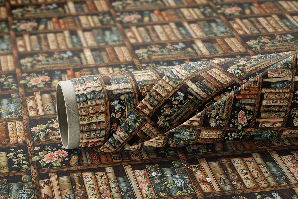 Vintage Books & Butterflies - Digital Seamless Pattern