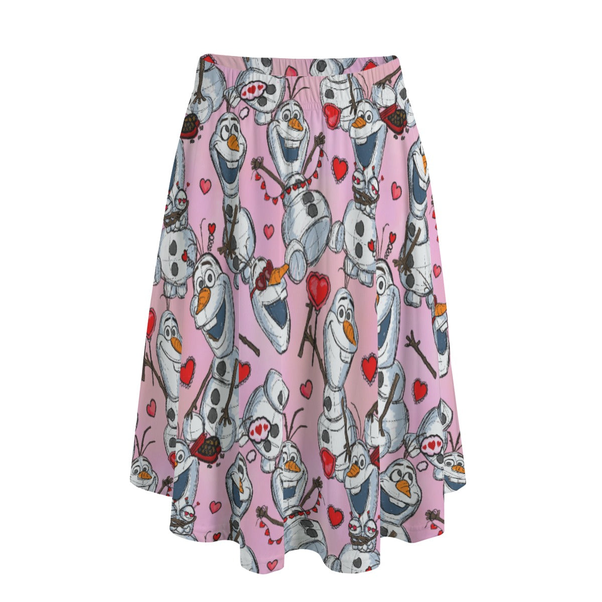 Sketched Snowman Valentine’s Day - Women's Pocket Midi Skirt