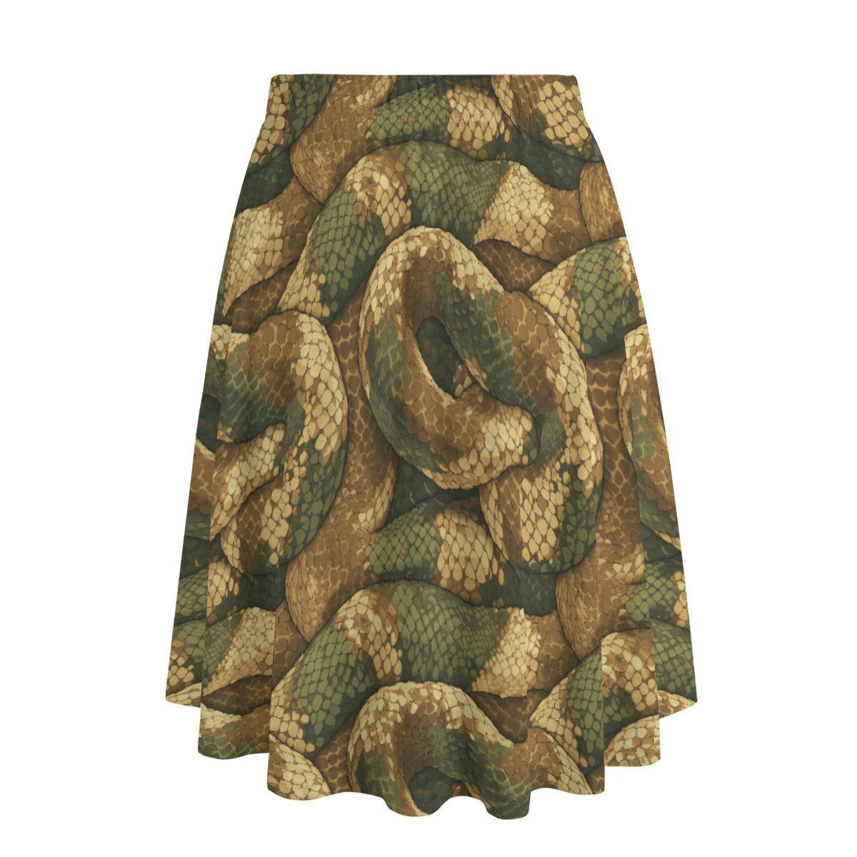 Animal Print - Snake - Women's Pocket Midi Skirt