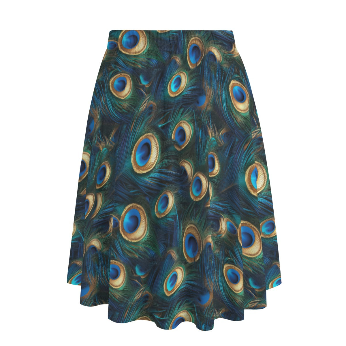 Animal Print - Peacock - Women's Pocket Midi Skirt