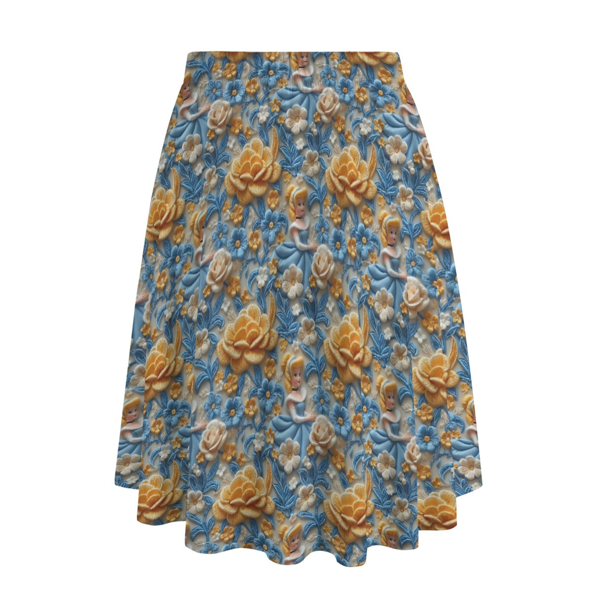 Regal Embroidered Royal Maiden - Women's Pocket Midi Skirt