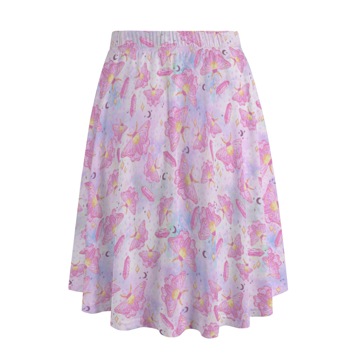 Pink Crystal Lunar Moths - Women's Pocket Midi Skirt
