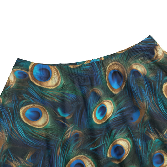 Animal Print - Peacock - Women's Pocket Midi Skirt