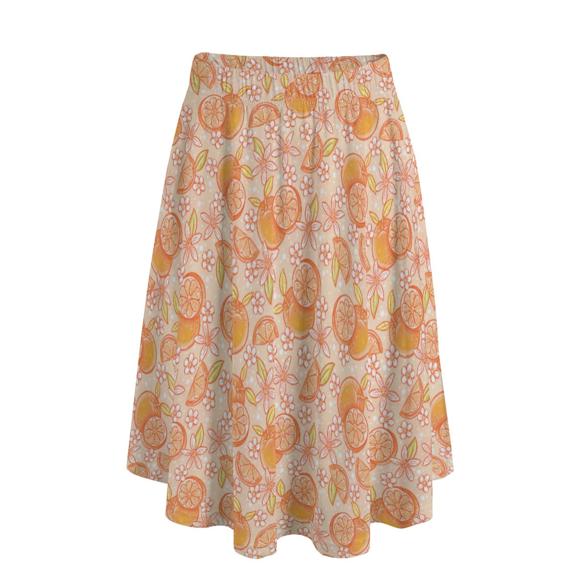 Summer Fruits - Oranges - Women's Pocket Midi Skirt