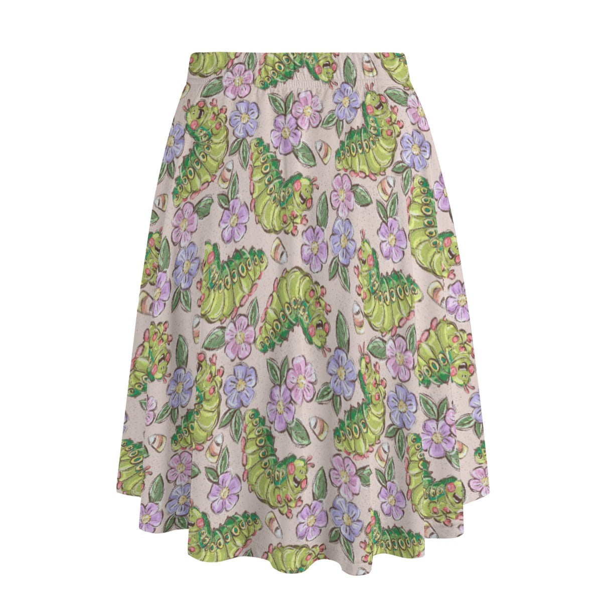 Cheerful Caterpillar Garden - Women's Pocket Midi Skirt