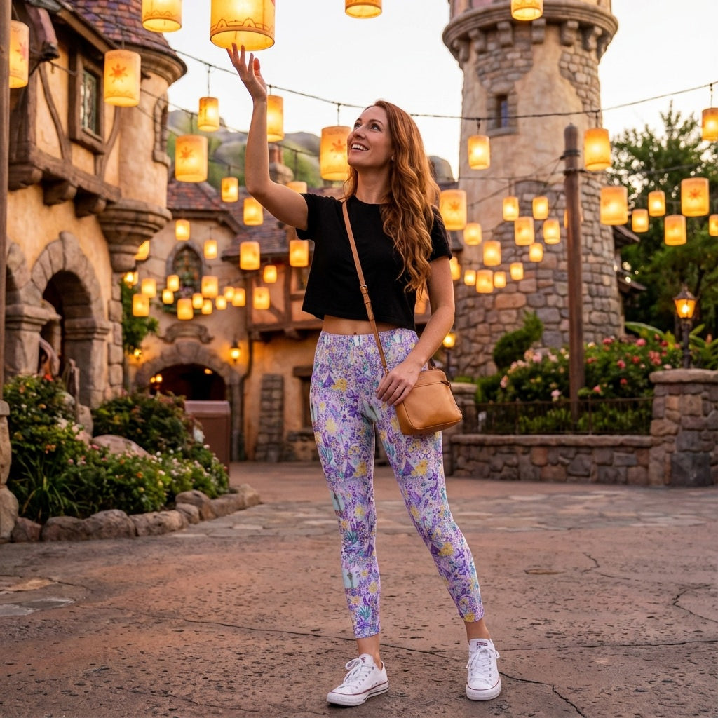 Bright Tropical Princess - Tower Light Festival - Women's Yoga Leggings