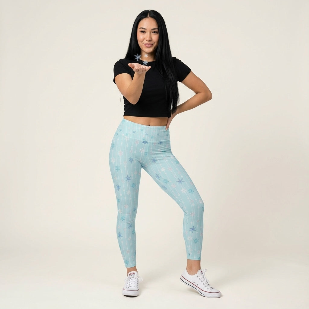 Ice Queen Snowflake Pattern - Women's Yoga Leggings