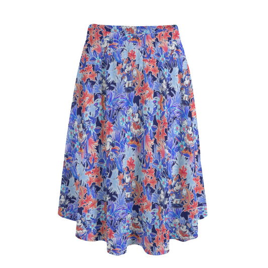 Navy Blooms Cruise - Women's Pocket Midi Skirt