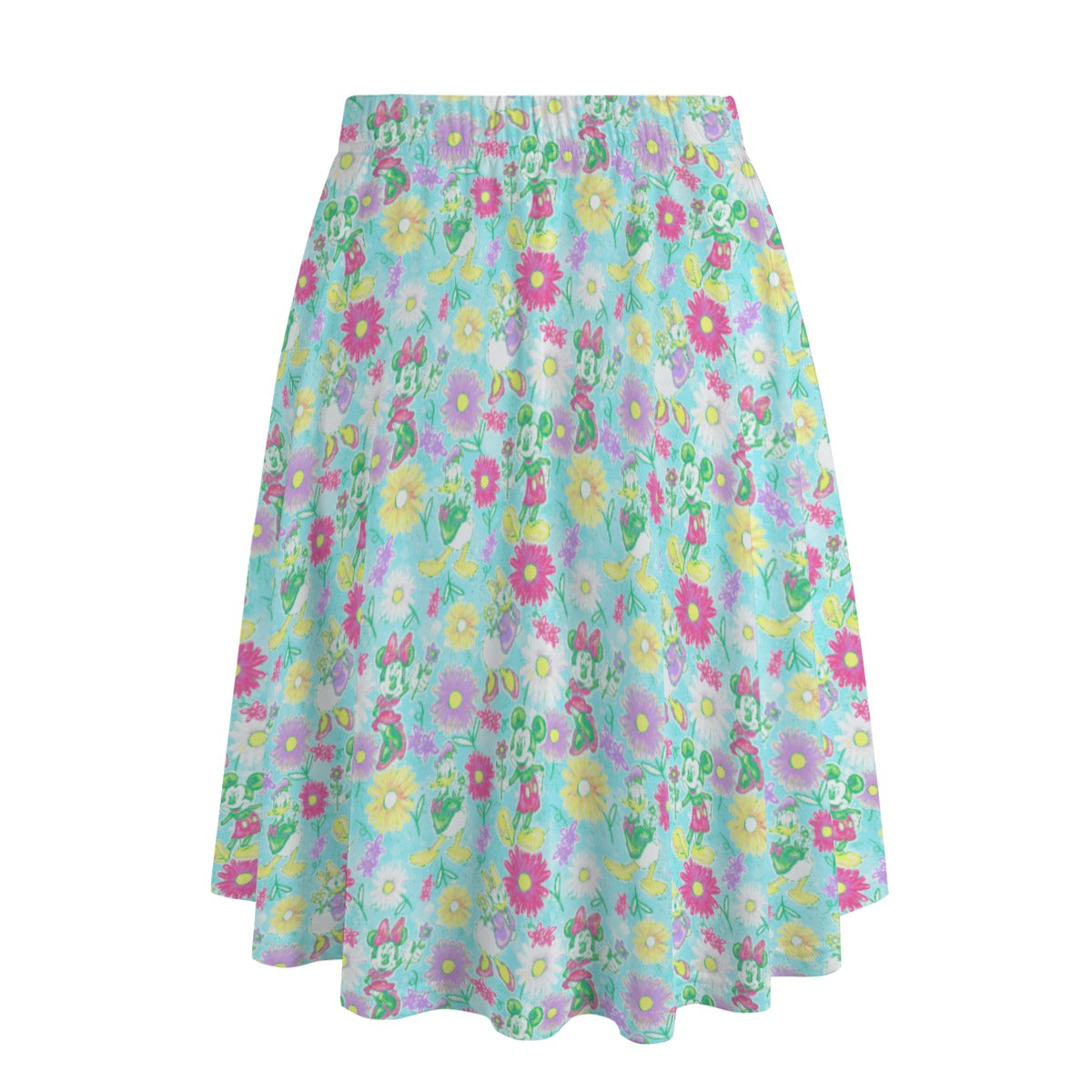 Neon Spring Floral Friends - Women's Pocket Midi Skirt