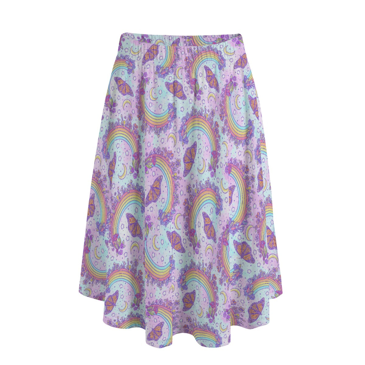 Monarch Butterflies & Rainbows - Women's Pocket Midi Skirt