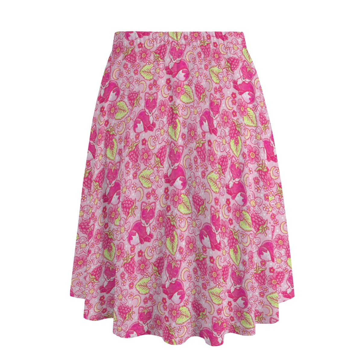 Fruitimals - Raspberry Foxes - Women's Pocket Midi Skirt