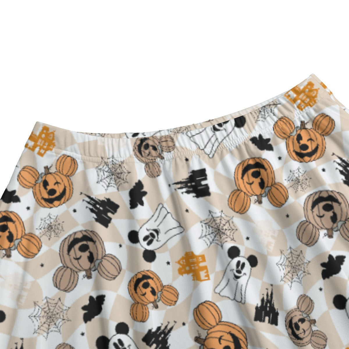 Checkered Halloween Ghosts & Pumpkins - Women's Pocket Midi Skirt