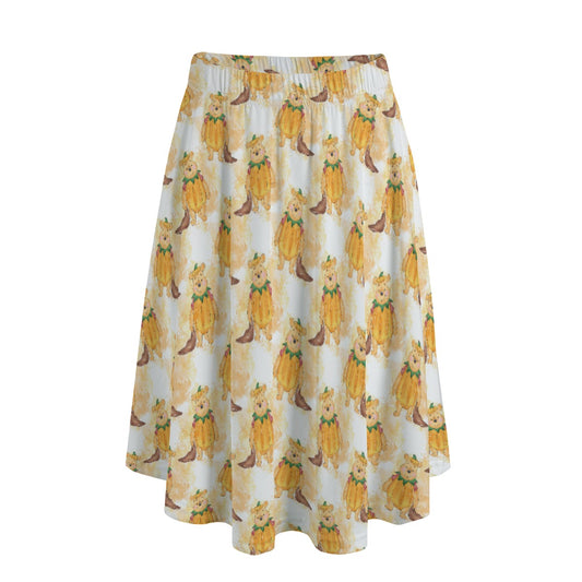 Pumpkin Bear Mischief - Women's Pocket Midi Skirt