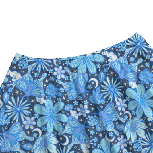 Blue Crystal Moths - Women's Pocket Midi Skirt