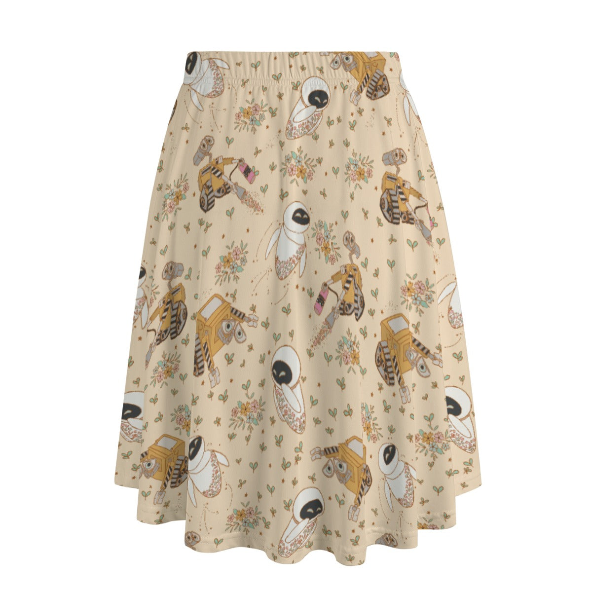 Botanical Robot Love Story - Women's Pocket Midi Skirt