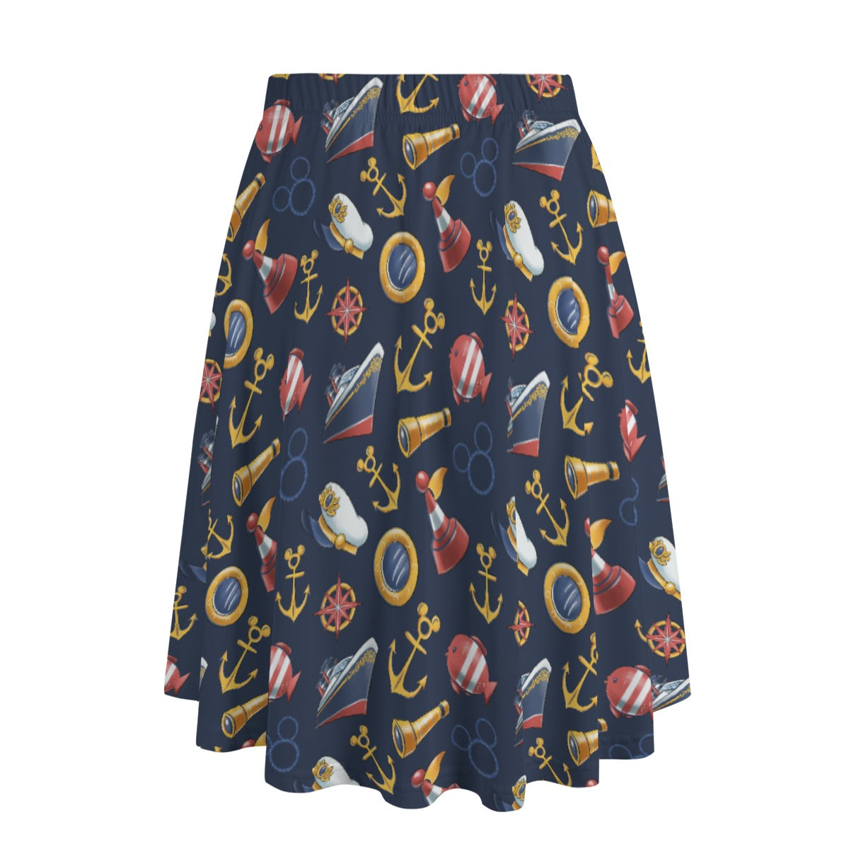 Mouse Ear Nautical Icons - Women's Pocket Midi Skirt