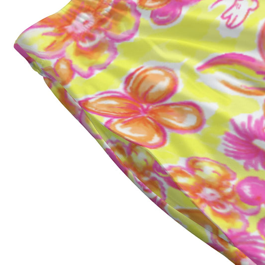 Neon Tropical Floral Friends - Women's Pocket Midi Skirt