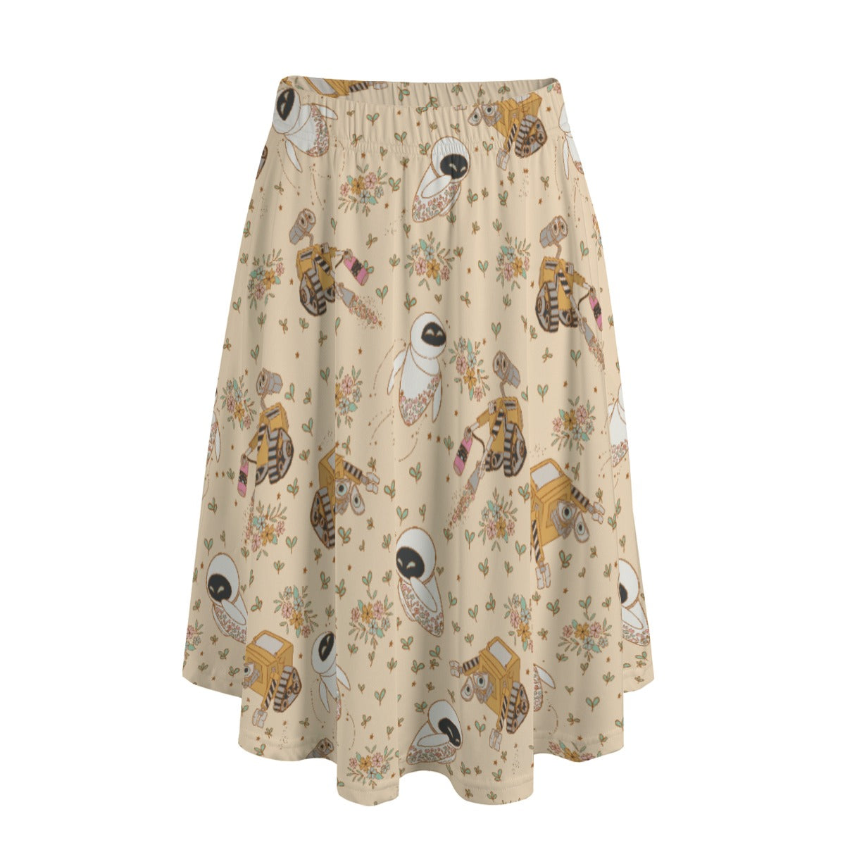 Botanical Robot Love Story - Women's Pocket Midi Skirt