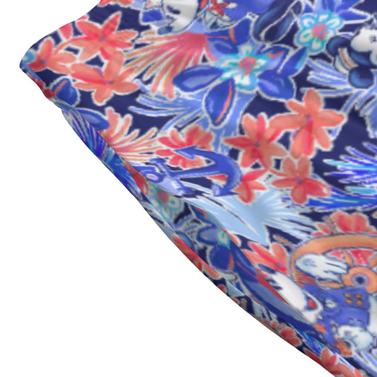 Navy Blooms Cruise - Women's Pocket Midi Skirt