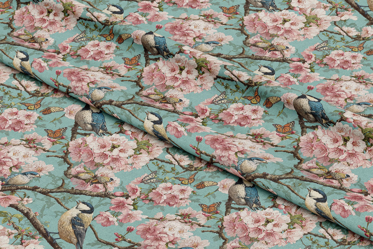 Spring Birds and Blossom Branches - Digital Seamless Pattern
